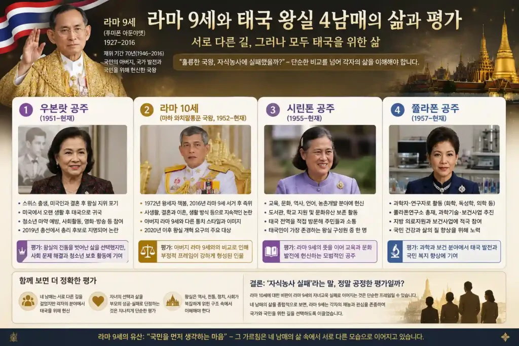 라마 9세와 태국 왕실 4남매의 삶과 평가