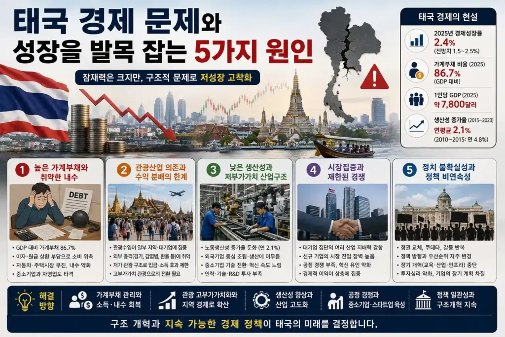 태국 경제 문제와 성장을 발목 잡는 5가지 원인