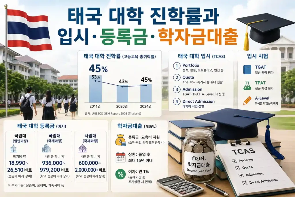 태국 대학 진학률과 입시 등록금 학자금대출