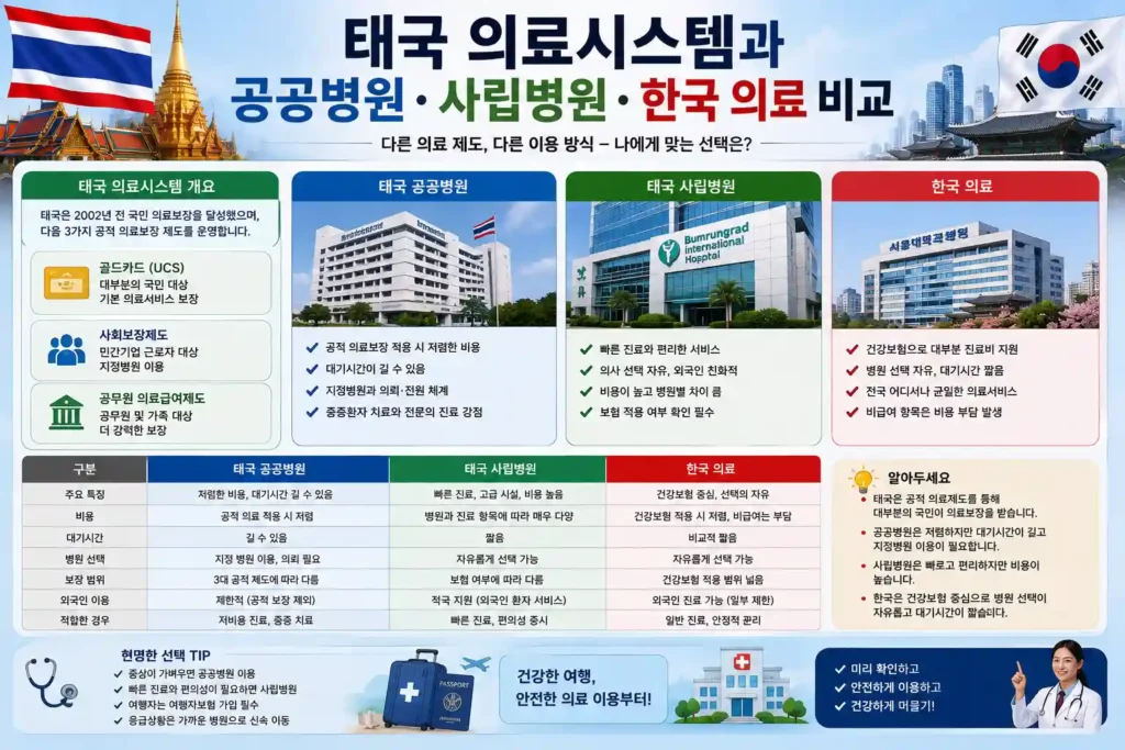 태국 의료시스템과 공공병원 사립병원 한국 의료 비교