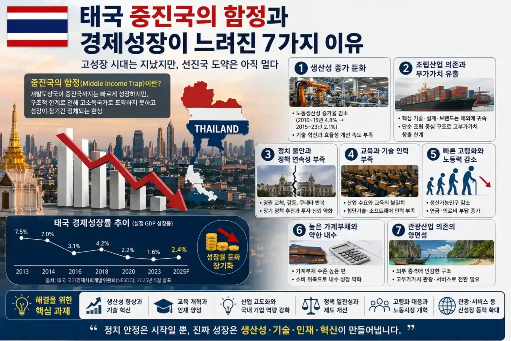 태국 중진국의 함정과 경제성장이 느려진 7가지 이유
