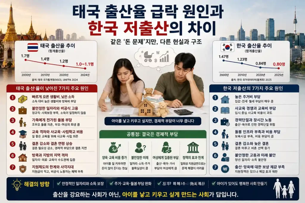 태국 출산율 급락 원인과 한국 저출산의 차이