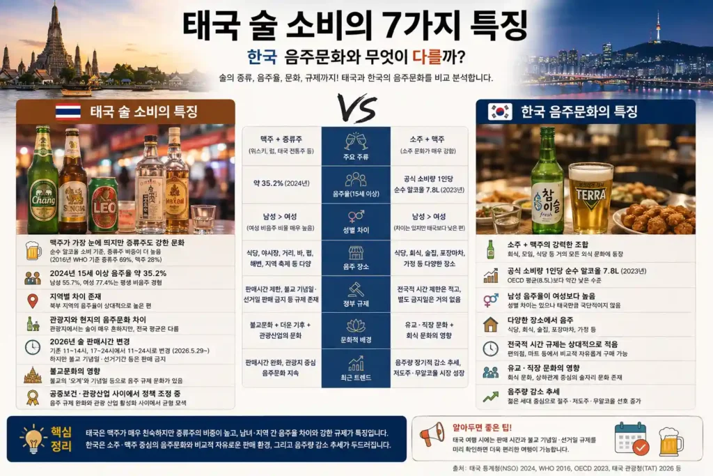 태국 술 소비의 7가지 특징|한국 음주문화와 무엇이 다를까? 태국 술 소비의 7가지 특징|한국 음주문화와 무엇이 다를까?
