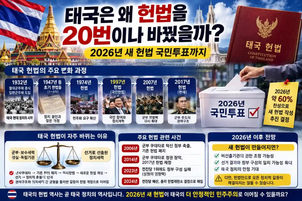 태국은 왜 헌법을 20번이나 바꿨을까? 2026년 새 헌법 국민투표까지 태국은 왜 헌법을 20번이나 바꿨을까? 2026년 새 헌법 국민투표까지